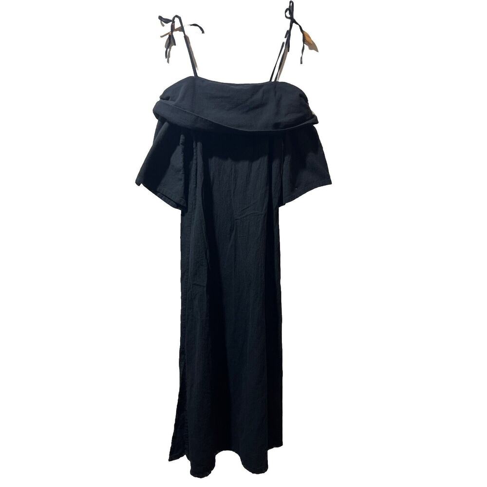 Soft Surroundings Long Black Size Small Off Shoulder Dress Maxi Slit Spaghetti
